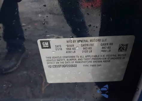 2016 Chevrolet Malibu 1Lt z USA, uszkodzony, nr VIN 1G1ZE5ST0GF200602